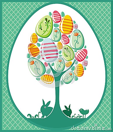 Easter tree card Vector Illustration