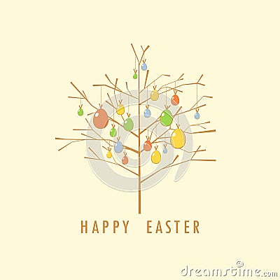 Easter tree card. Vector Illustration