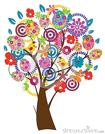 Easter Tree Vector Illustration