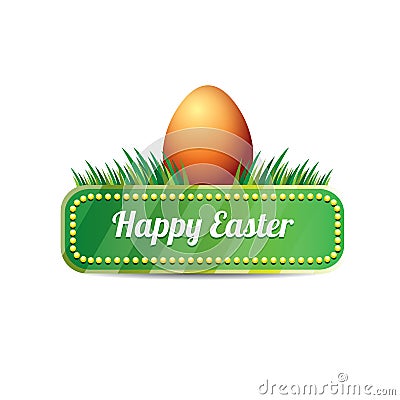 Easter vector green glossy button with easter egg Vector Illustration