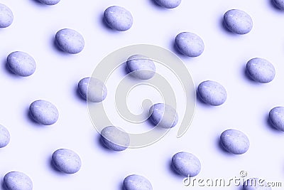 Easter very peri eggs pattern on a white background Stock Photo