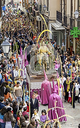 Easter Week procession La Borriquita, Royal Brotherhood of Jesus in his Triumphal Entry into Jerusalem, on Palm Sunday in Zamora, Editorial Stock Photo