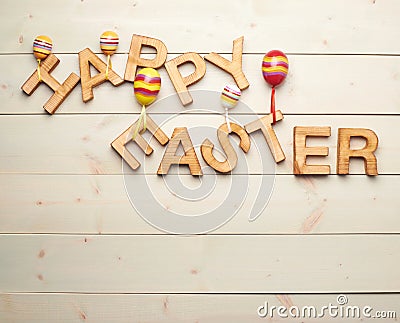 Easter wooden letter composition Stock Photo