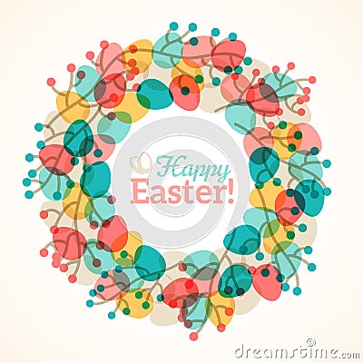 Easter wreath with colorful eggs Vector Illustration