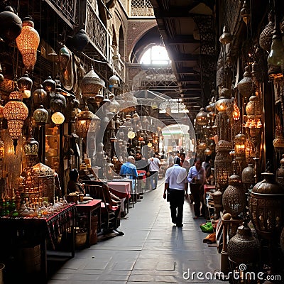 eastern bazaar during day with many beautiful things Stock Photo