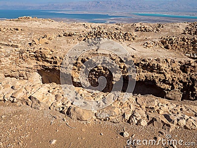 Eastern Cistern ruins at Masada fortress, Israel Stock Photo