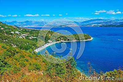 Eastern coastline of Greek island Corfu Stock Photo