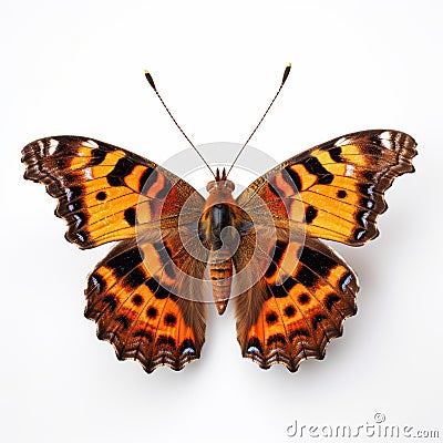 Eastern Comma Butterfly: A Bold And Naturalistic Aerial View Stock Photo