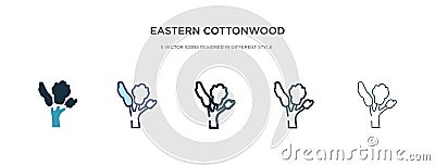 Eastern cottonwood tree icon in different style vector illustration. two colored and black eastern cottonwood tree vector icons Vector Illustration