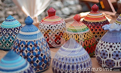 beautiful Manufactures painted with handcrafted colors in the oriental markets Stock Photo