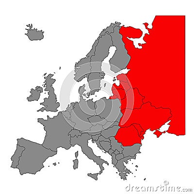 Eastern Europe countries map - region of the European continent Vector Illustration