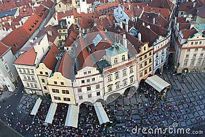 Eastern Europe Czech Republic Prague Street old town bell tower Editorial Stock Photo