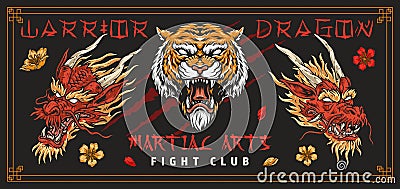 Eastern fight club colorful flyer Vector Illustration