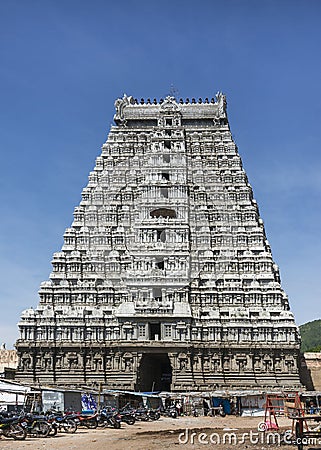 Eastern Gopuram of Thiruvannamalai temple. Editorial Stock Photo