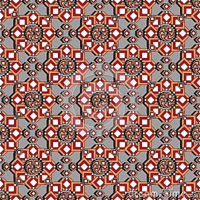 Eastern mosaic, geometric pattern, bright volumetric colored stars, 3D effect, gray background Vector Illustration