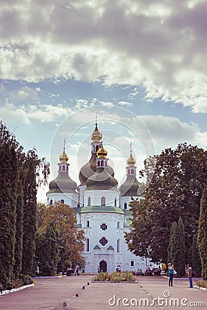 Eastern orthodox church in Nizhyn, Ukraine. Built in cossack baroque style Editorial Stock Photo