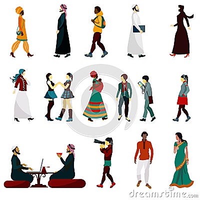 Eastern People Set Vector Illustration