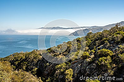 Eastern Santa Cruz Island Is Obstructed With Thick Fog Stock Photo