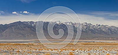 Eastern Sierra mountains view from Owens lake in California Stock Photo