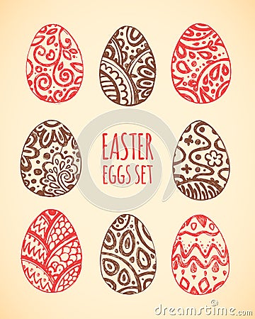 Eastern sketch eggs set. Vector illustration. Vector Illustration