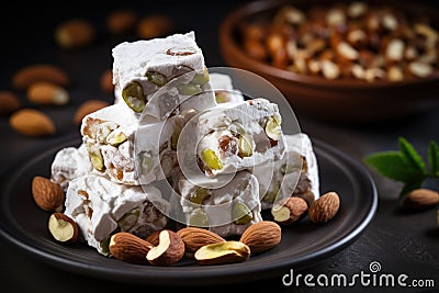 Eastern sweets turkish delight, lokum with nuts Stock Photo