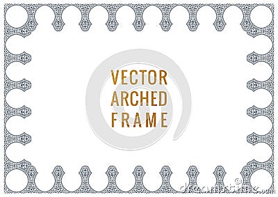 Eastern vintage arch card. Arabic ornament floral frame. Template design elements in oriental style Vector Illustration