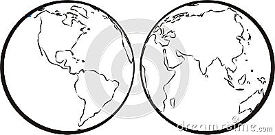 Eastern & western hemisphere Vector Illustration