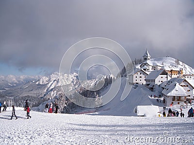 Skying on Mount Lussari Italy Editorial Stock Photo
