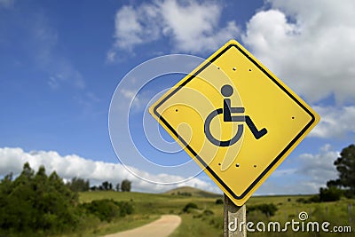 Easy access road sign concept with wheelchair icon Stock Photo