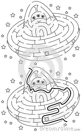 Easy alien maze Vector Illustration