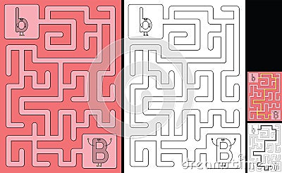 Easy alphabet maze - letter B Vector Illustration