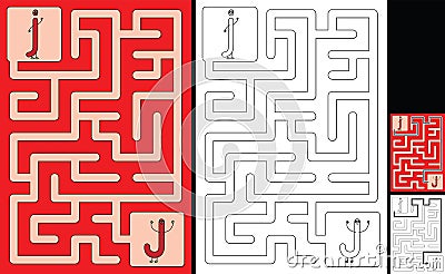 Easy alphabet maze - letter J Vector Illustration