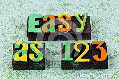 Easy as 123 numbers abc alphabet children learning Stock Photo