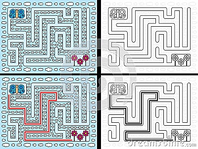 Easy butterfly maze Vector Illustration