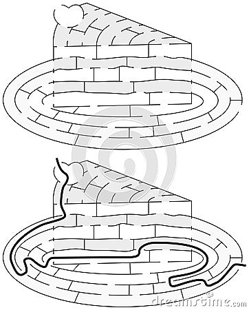 Easy cake maze Vector Illustration