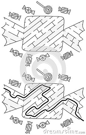 Easy candy maze Vector Illustration