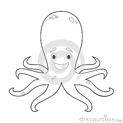 Easy Coloring Animals for Kids: Octopus Vector Illustration