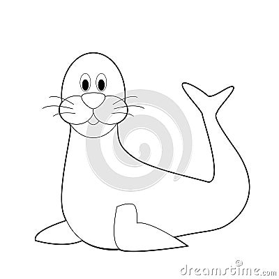 Easy Coloring Animals for Kids: Seal Vector Illustration