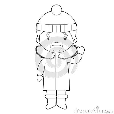 Easy coloring cartoon character from South Pole, Arctic or Antarctica dressed in the traditional way Vector Illustration Vector Illustration