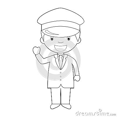 Easy coloring cartoon vector illustration of a chauffeur Vector Illustration