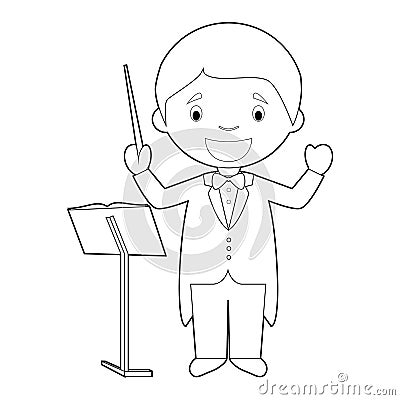Easy coloring cartoon vector illustration of an orchestra director Vector Illustration