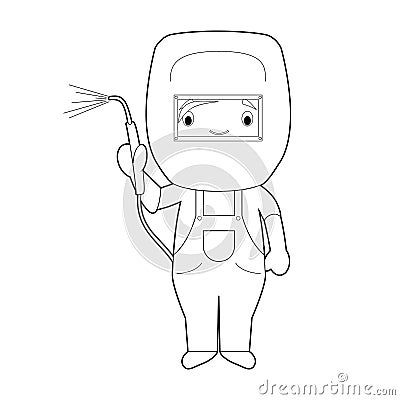 Easy coloring cartoon vector illustration of a welder Vector Illustration