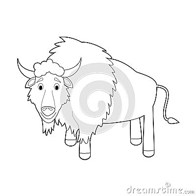 Easy Coloring Animals for Kids: Buffalo Vector Illustration