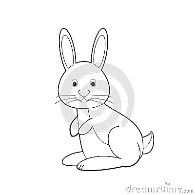 Easy Coloring Animals for Kids: Rabbit Vector Illustration