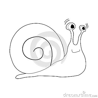 Easy Coloring Animals for Kids: Snail Vector Illustration