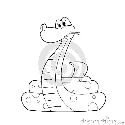 Easy Coloring Animals for Kids: Snake Vector Illustration