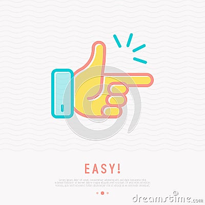 Easy concept: finger clicking thin line icon Vector Illustration