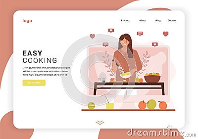 Easy Cooking Flat Web Site Vector Illustration