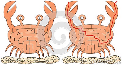 Easy crab maze Vector Illustration