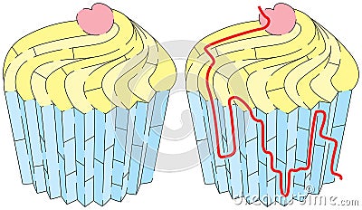 Easy cup cake maze Vector Illustration